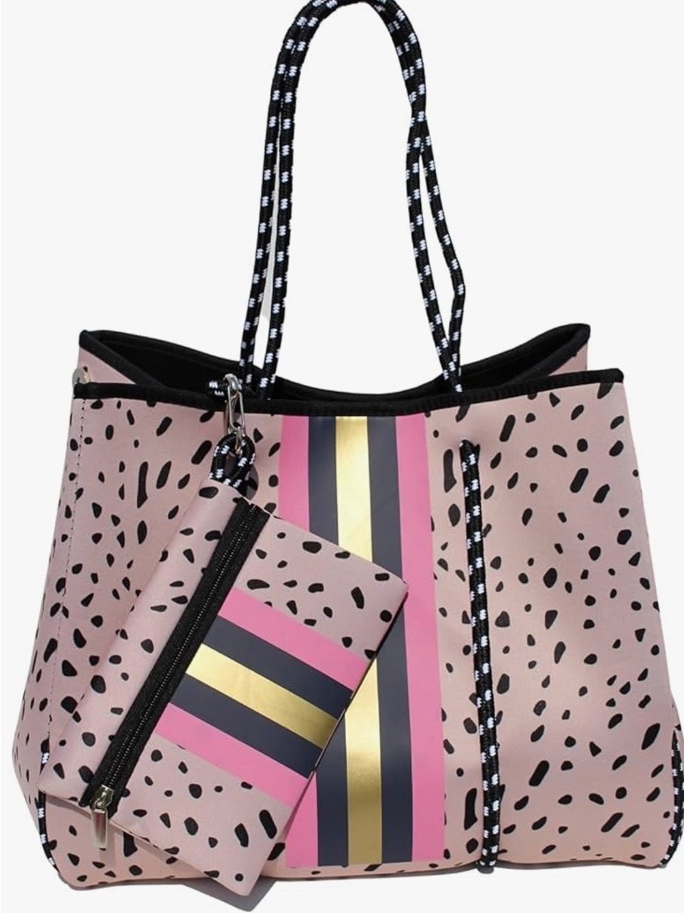 Crafters Cup 
Style:  Leopard
Neoprene Tote- use at the beach or gym. 2-pc set